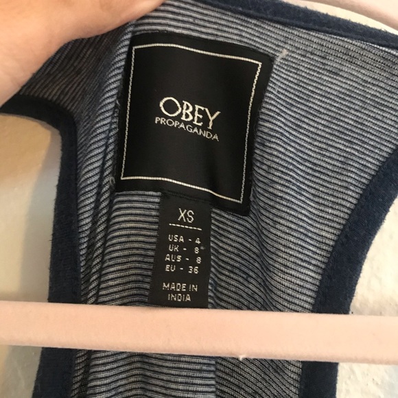 OBEY - Blue & white stripe coverup dress nautical - Picture 4 of 4